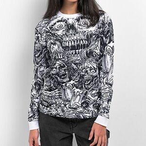 Lurking Class Sketchy x Stikker Long Sleeve Waffle Knit T-Shirt Gothic Size XS